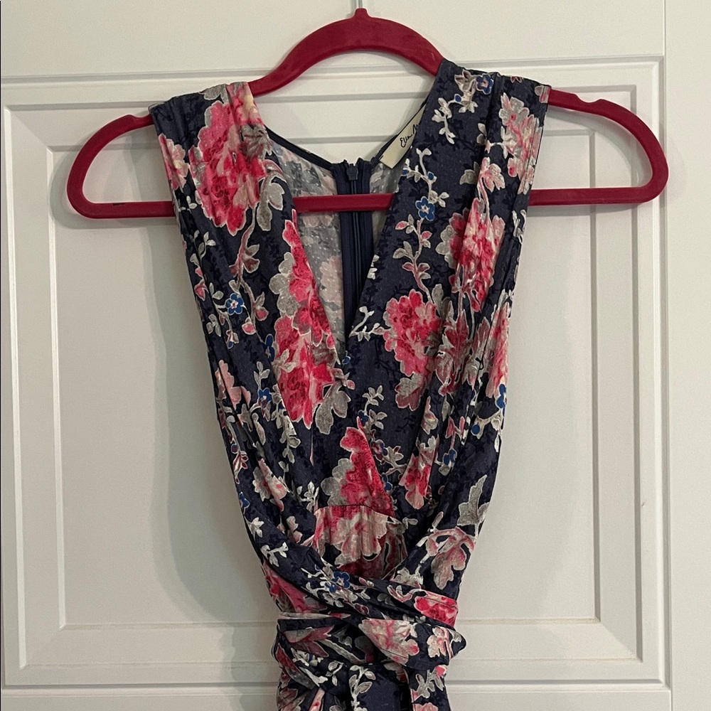 Floral Maxi Dress - Navy and Pink